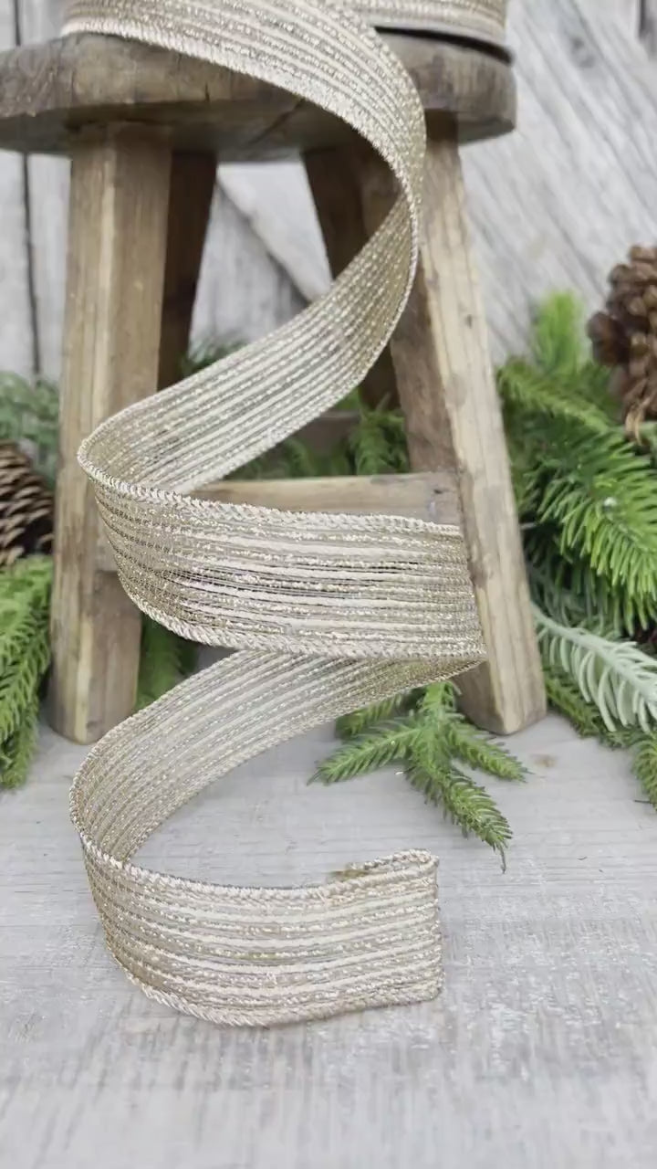 1" Rose Gold Tinsel Shimmer Ribbon, Farrisilk Ribbon, Rose Gold Ribbon