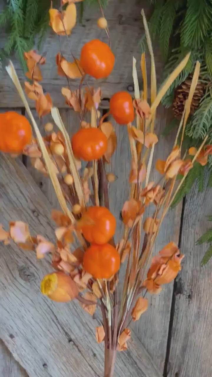 20" Fall Pumpkin Greenery Bush, Fall bush, Mini Pumpkin greenery