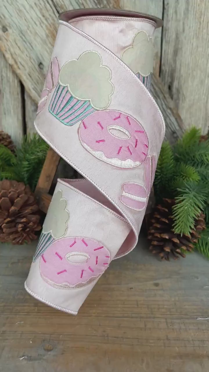 4" Cupcake Donut Ribbon, Farrisilk Ribbon, Sweet Treat Theme Ribbon