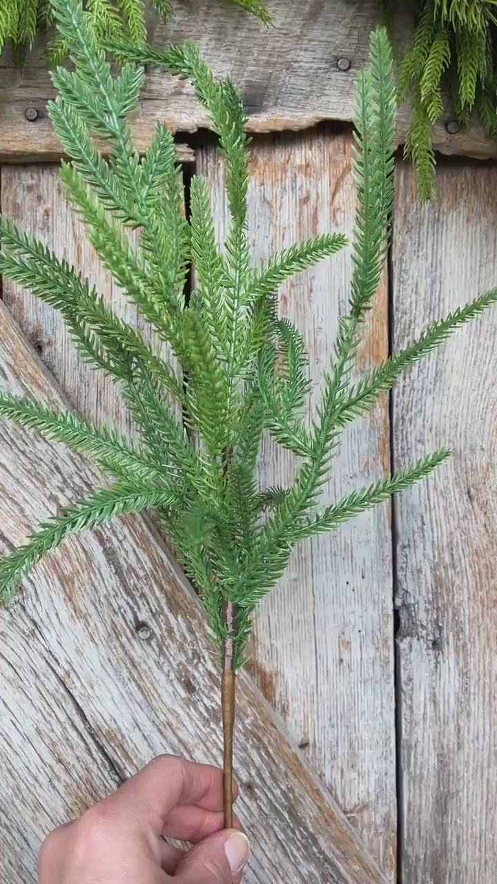 20" Norfolk Pine Spray, Real Touch Norfolk Pine, Artificial Pine Spray