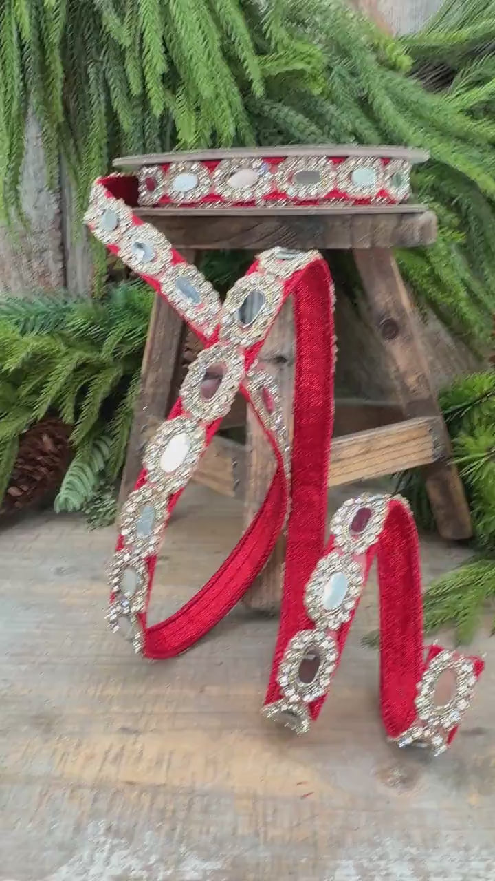 3/4" Red Crystal Ribbon, Farrisilk Red Crystal Reflections Ribbon