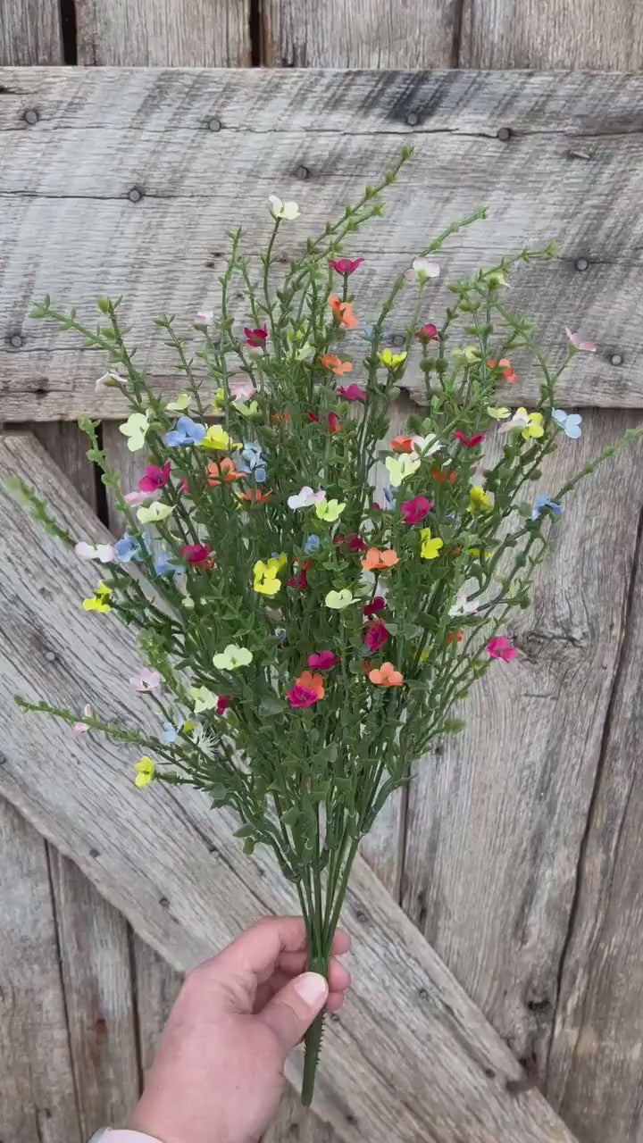 21" Multi Colored Flowering Bush, Floral Filler Bush, Spring Filler Flowers