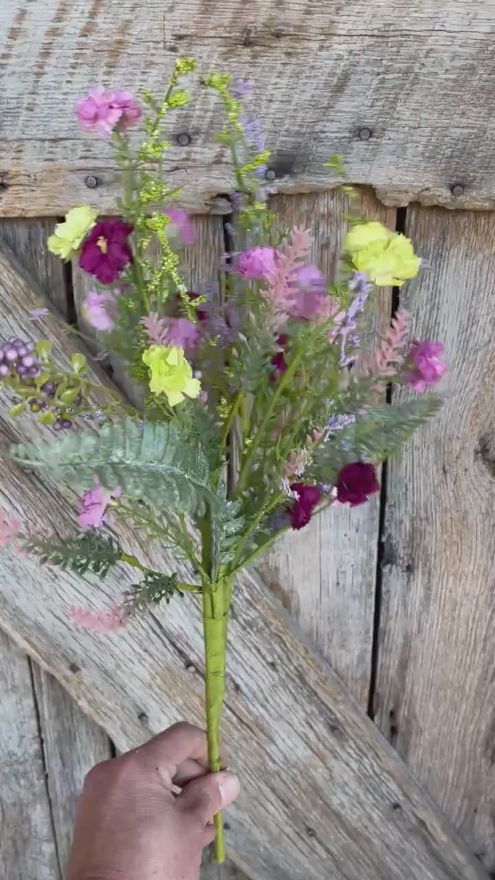 20" Lavender Purpel Mixed Wild Flower Bush, Floral Filler Spray, Spring Florals