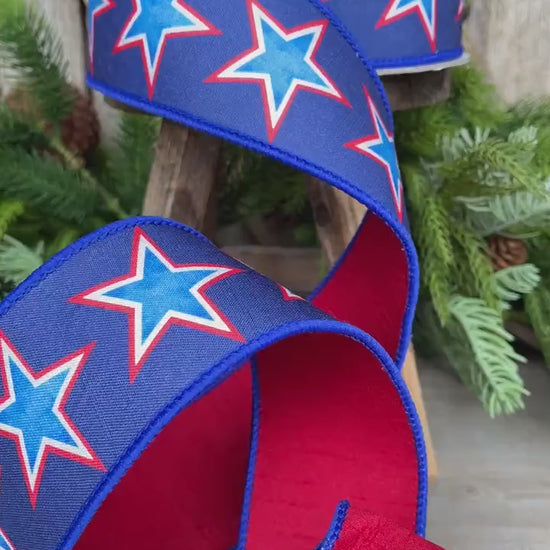 2.5" Liberty Stars Ribbon, Farrisilk Ribbon, Patriotic Ribbon