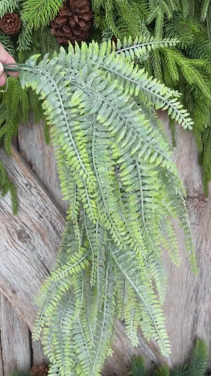 32” Hanging Plastic Fern Spray, Artificial Fern Greenery, Faux Fern Stem