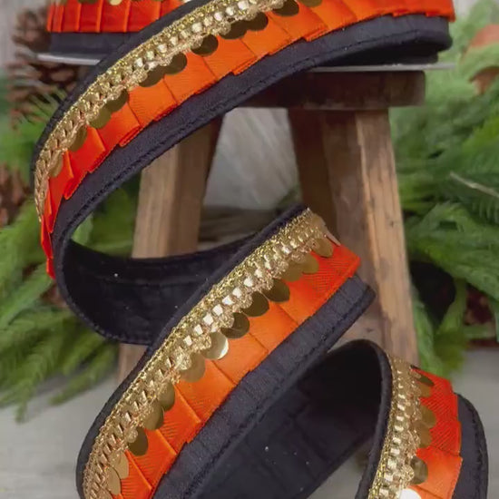 1.5" Halloween Ribbon, Tricks or Pleats, Farrisilk Ribbon