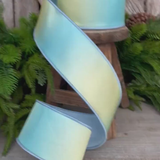 2.5" Blue Prismatic Ribbon, Farrisilk RIbbon, Blue Wired RIbbon