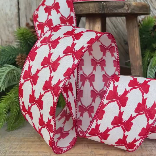 2.5" Coquette Bright Red Bow Ribbon, Red Bow Ribbon, Red Christmas Ribbon