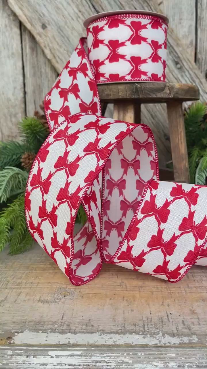 2.5" Coquette Bright Red Bow Ribbon, Red Bow Ribbon, Red Christmas Ribbon