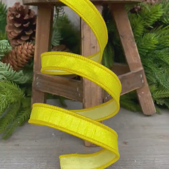 3/4 Yellow Color Fusion Ribbon Farrisilk Ribbon, Wired Ribbon, Yellow Ribbon