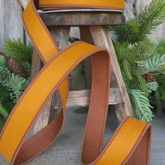1" Copper Ribbon, Farrisilk Ribbon, Wired Ribbon