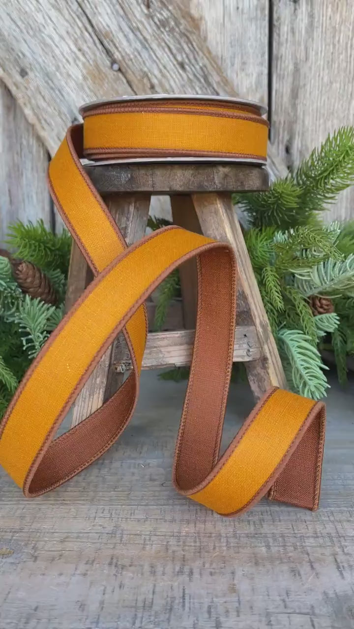1" Copper Ribbon, Farrisilk Ribbon, Wired Ribbon