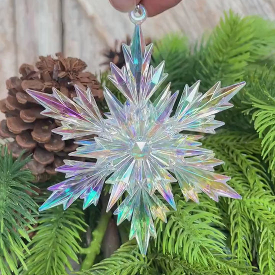 5" Iridescent Snowflake Ornament, Shatterproof Ornament, Snowflake Ornament