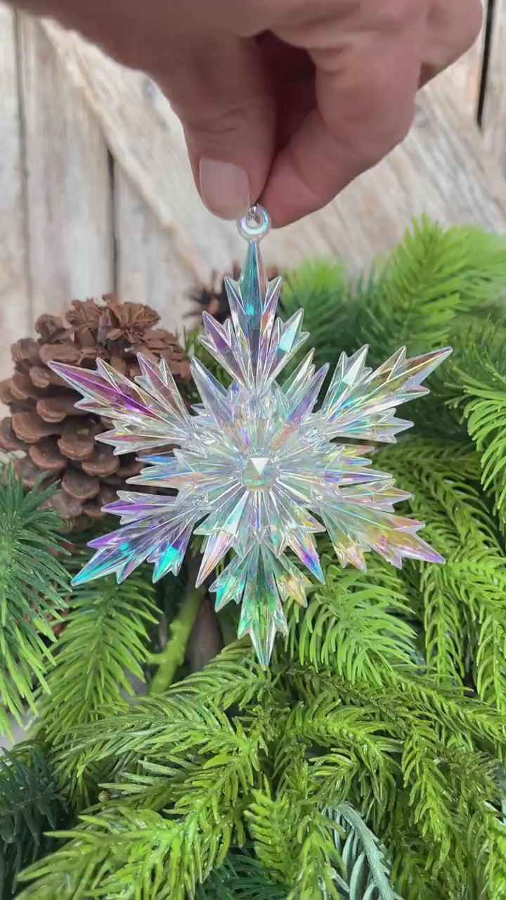 5" Iridescent Snowflake Ornament, Shatterproof Ornament, Snowflake Ornament