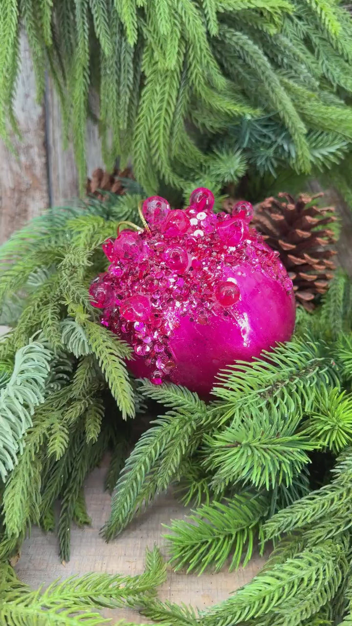 5" Hot Pink Ornament, Farrisilk Gemstone Ornament