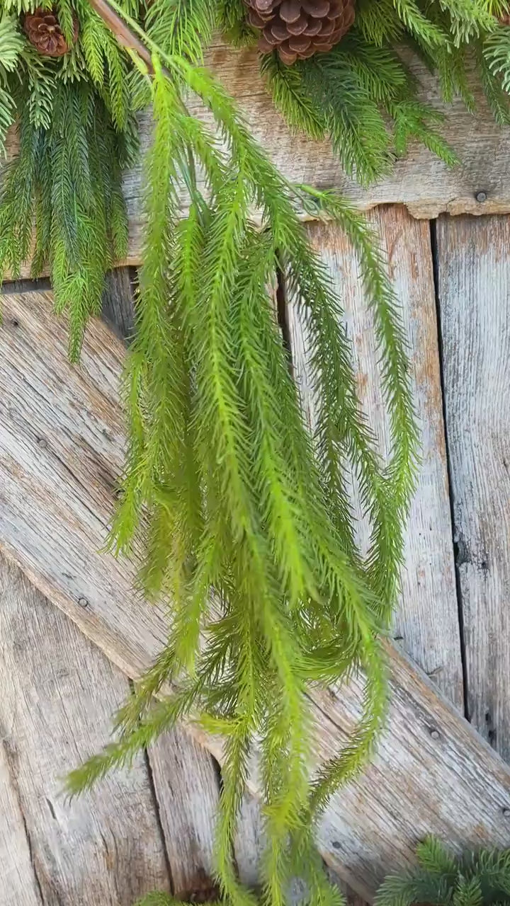 42" Hanging Pine Greenery Bush, Christmas Pine Bush