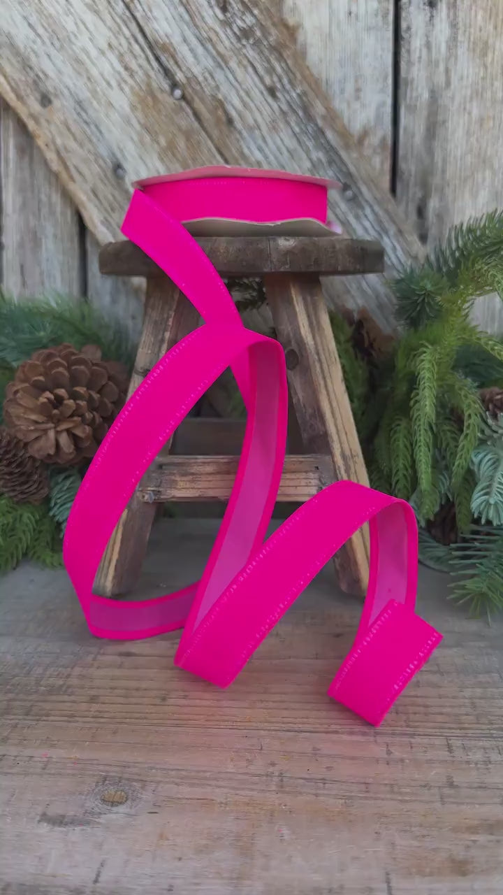 7/8" Hot Pink Velvet Ribbon