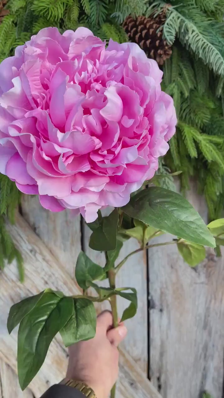 28" Pink Peony Floral Stem