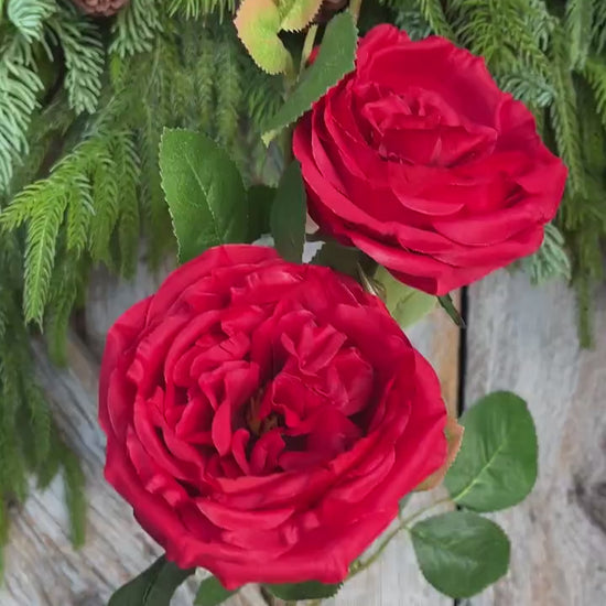 30″ Red Austin Rose Stem | Long Red Artificial Rose | Floral Supply Stem for Arrangements, Wedding Decor, DIY Bouquets