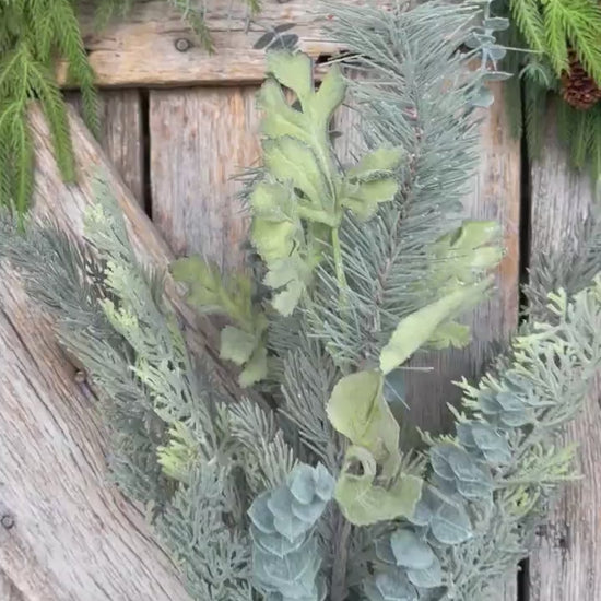 32" Mixed Pine Cypress Bundle, Christmas Greenery, Frosted Pine Cypress Bundle