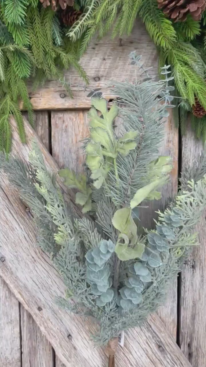 32" Mixed Pine Cypress Bundle, Christmas Greenery, Frosted Pine Cypress Bundle