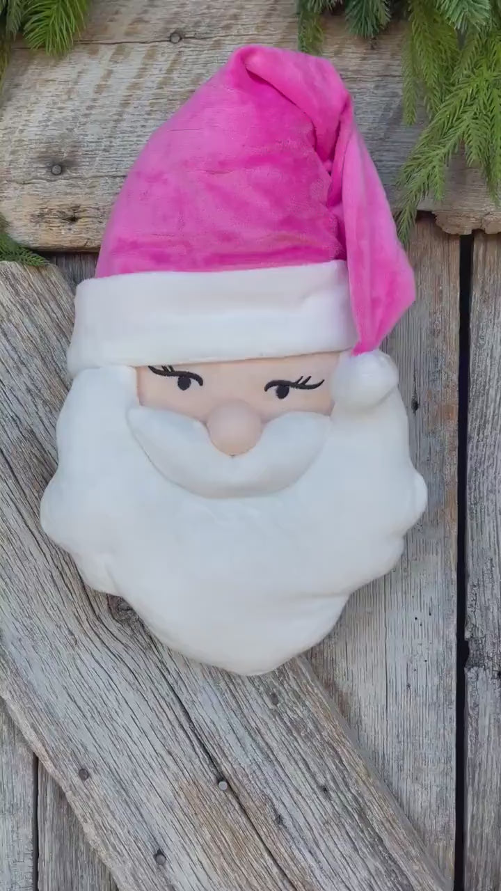 15" Pink Santa Ornament, Pink Santa Wreath Attachment, Plush Pink Santa Head
