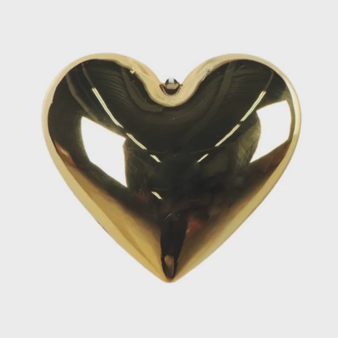 8" Gold Heart Ornament, Farrisilk Heart Ornament, Valentine Heart