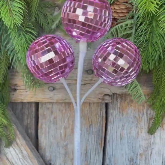 10" Pink Disco Ball Spray, Pinkmas Decor, Pink Disco Balls