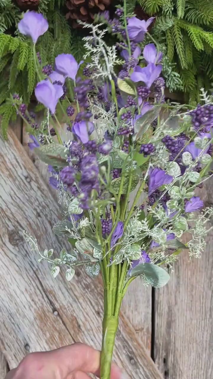 22" Purple Floral Filler Bush, Purple Greenery Bush