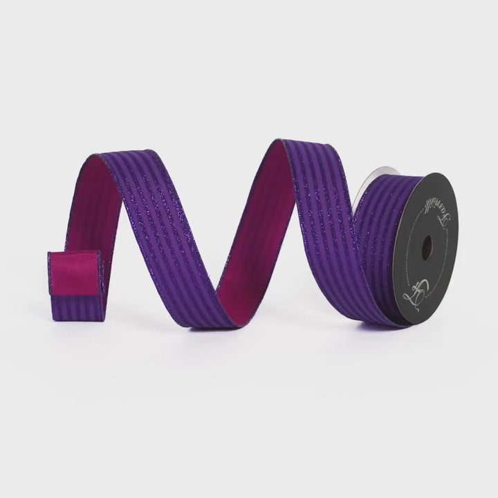 1.5" Purple Pink Ribbon, Farrisilk Ribbon, Specter Stripes Ribbon