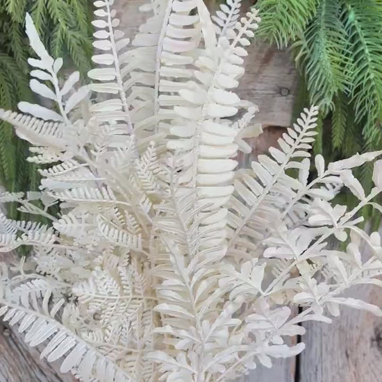 19" White Fern Bush, Christmas Fern, Fall Fern
