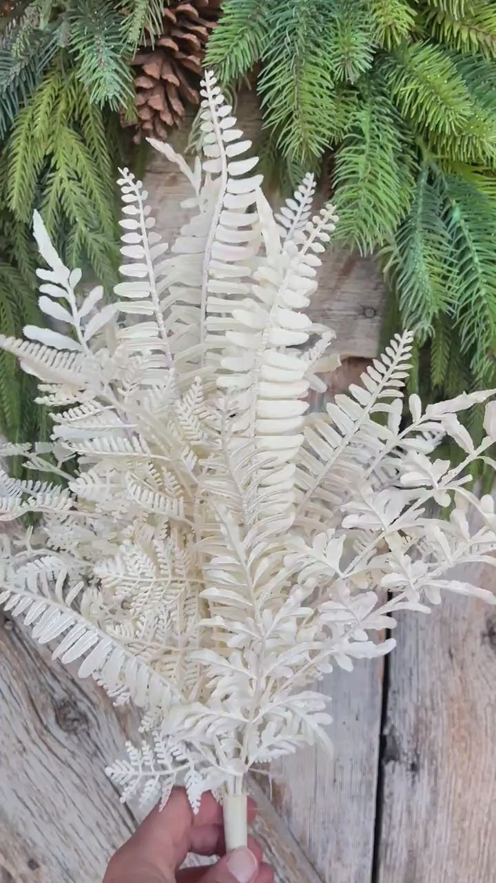 19" White Fern Bush, Christmas Fern, Fall Fern