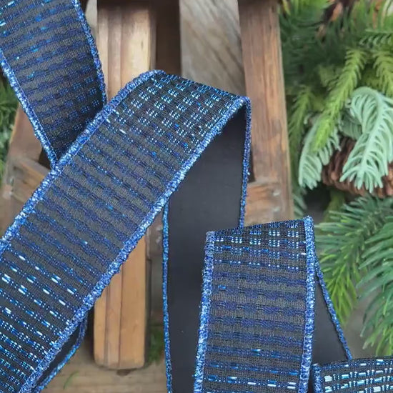 1.5" Midnight Blue RIbbon, Blue Ribbon, Wired Ribbon