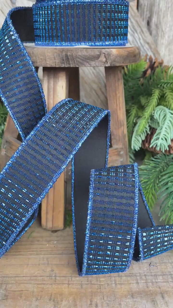 1.5" Midnight Blue RIbbon, Blue Ribbon, Wired Ribbon