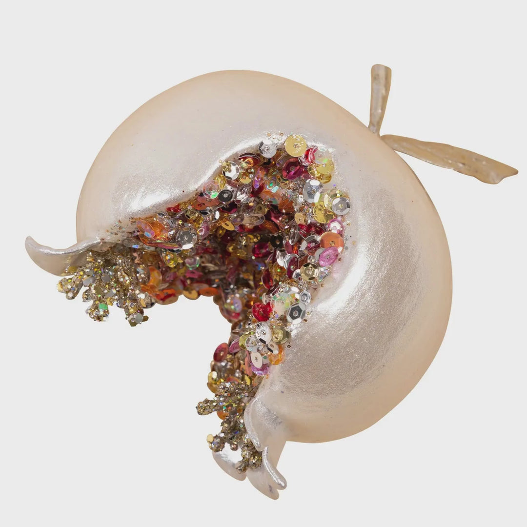 Ivory Pomegranate Ornament, 4" Ivory Pearl Ornament