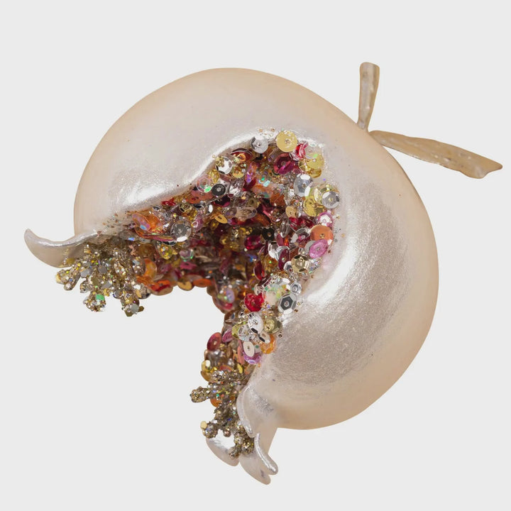 Ivory Pomegranate Ornament, 4" Ivory Pearl Ornament