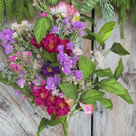 16" Mixed Wildflowers Bush – Artificial Spring Floral, Wreath Supply, Faux Wildflower Arrangement