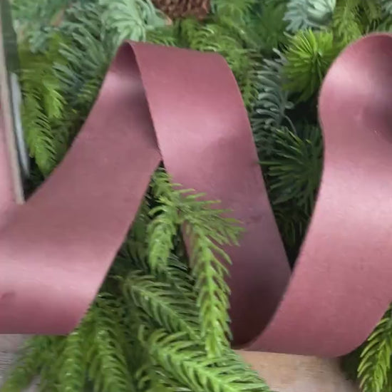 1.5" Pecan Brown Velvet, Double Faced Velvet Ribbon, Unwired Velvet Ribbon