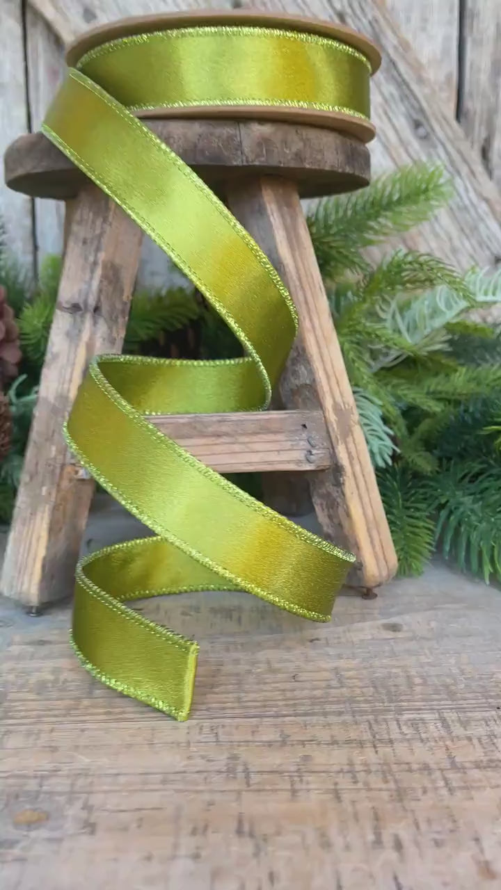1" Moss Green Ribbon, Christmas Ribbon, Green Ribbon
