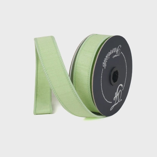 1" Mint Green Dupion Ribbon, Farrisilk Ribbon, Wired Ribbon