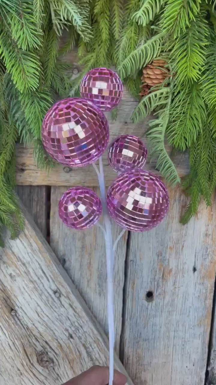 16" Pink Disco Ball Spray, Pinkmas Decor, Pink Disco Balls