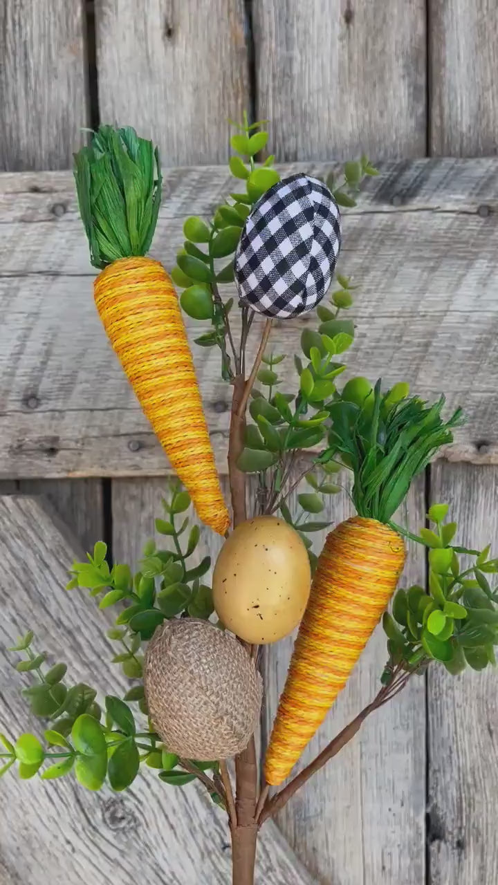 30" Easter Egg Orange Carrot Spray, Farmhouse Easter Spray, Easter Spray