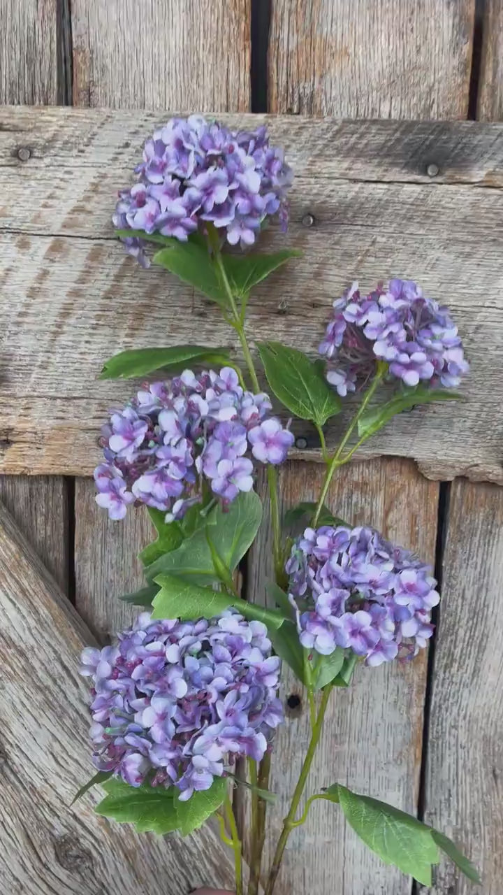 32" Purple Snowball Hydrangea Spray, Artificial Hydrangea Florals, Purple Hydrangea Spray