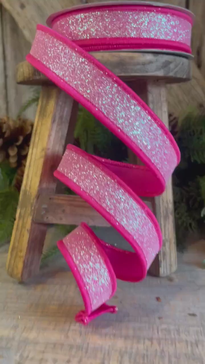 1" Hot Pink Sugar Frost Ribbon, Farrisilk Ribbon, Hot Pink Ribbon