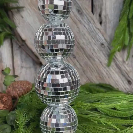 9" Disco Ornament, Mirror Ball Ornament, Silver Disco Ornament