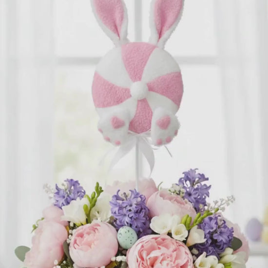 24" Bunny Floral Stem, Pink Bunny Lollipop Spray, Easter Bunny