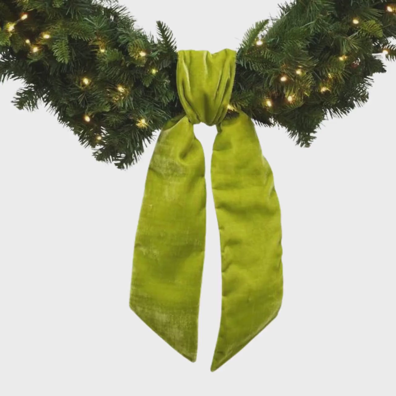 Wreath Sash, Apple Green Velvet Wreath Sash, Christmas Wreath Sash