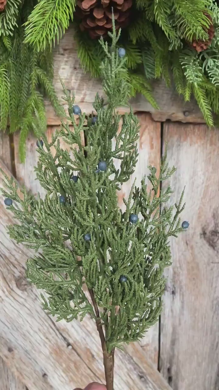 18" Juniper Pick, Artificial Juniper Floral Stem, Christmas Greenery