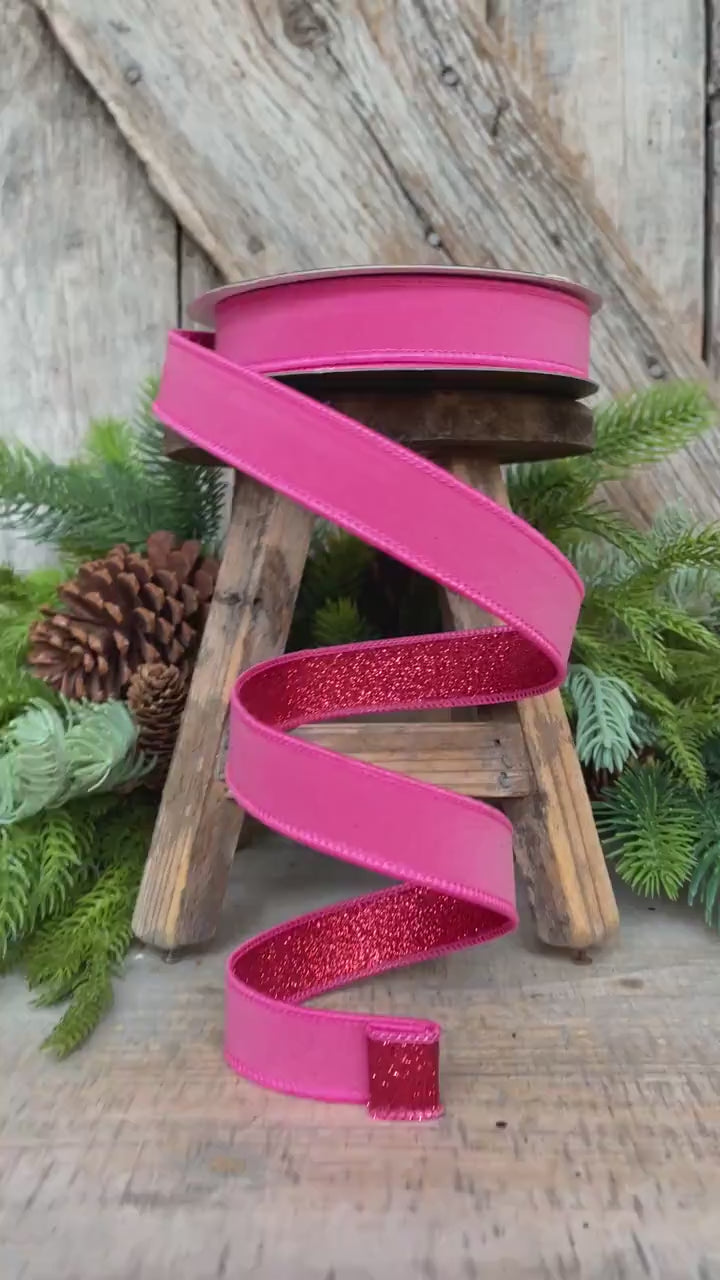 1" Bubblegum Pink & Red Ribbon, Farrisilk Ribbon, Pink and Red Fusion Ribbon