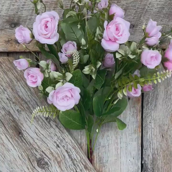22" Pink Rose Bush, Artificial Rose Bush, Pink Roses